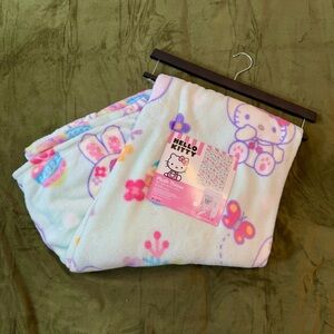 Hello Kitty Easter Light Blue and Pink Plush Throw Blanket